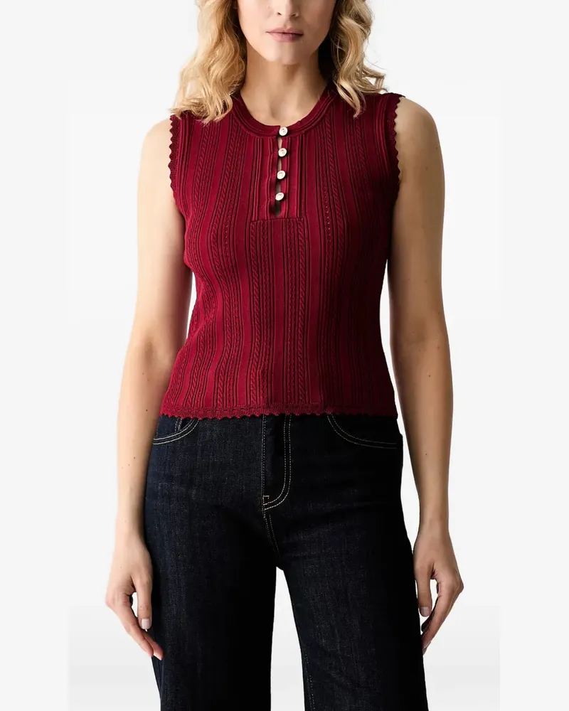Guess cable-knit scalloped-edge top - Rot Rot