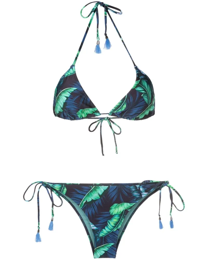 Lygia & Nanny Maya Triangel-Bikini mit Blatt-Print - Blau Blau