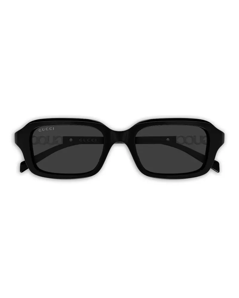 Gucci Eckige Sonnenbrille mit Logo-Schild - Schwarz Schwarz