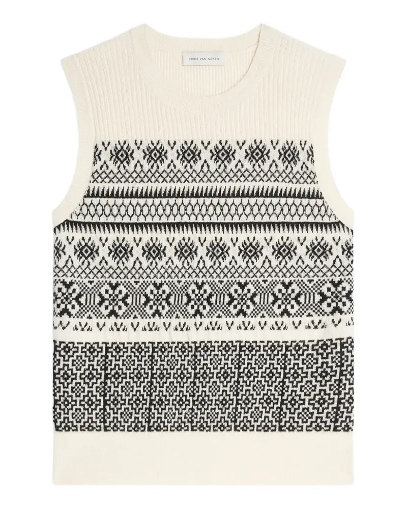 Dries van Noten Jacquardpullover aus Wolle - Weiß Weiß