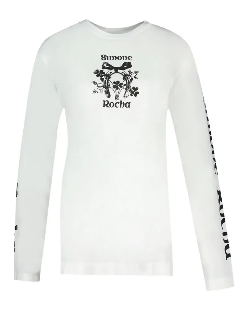 Simone Rocha Coming Up Roses Langarmshirt - Weiß Weiß