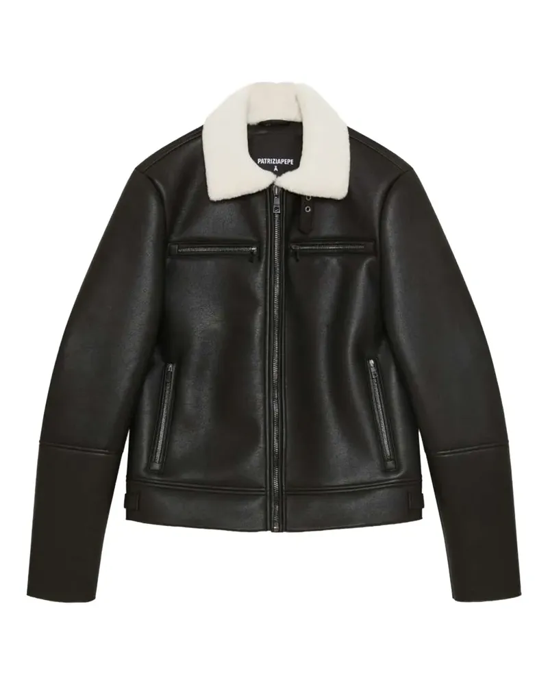 Patrizia Pepe Jacke mit Shearling-Kragen - Schwarz Schwarz