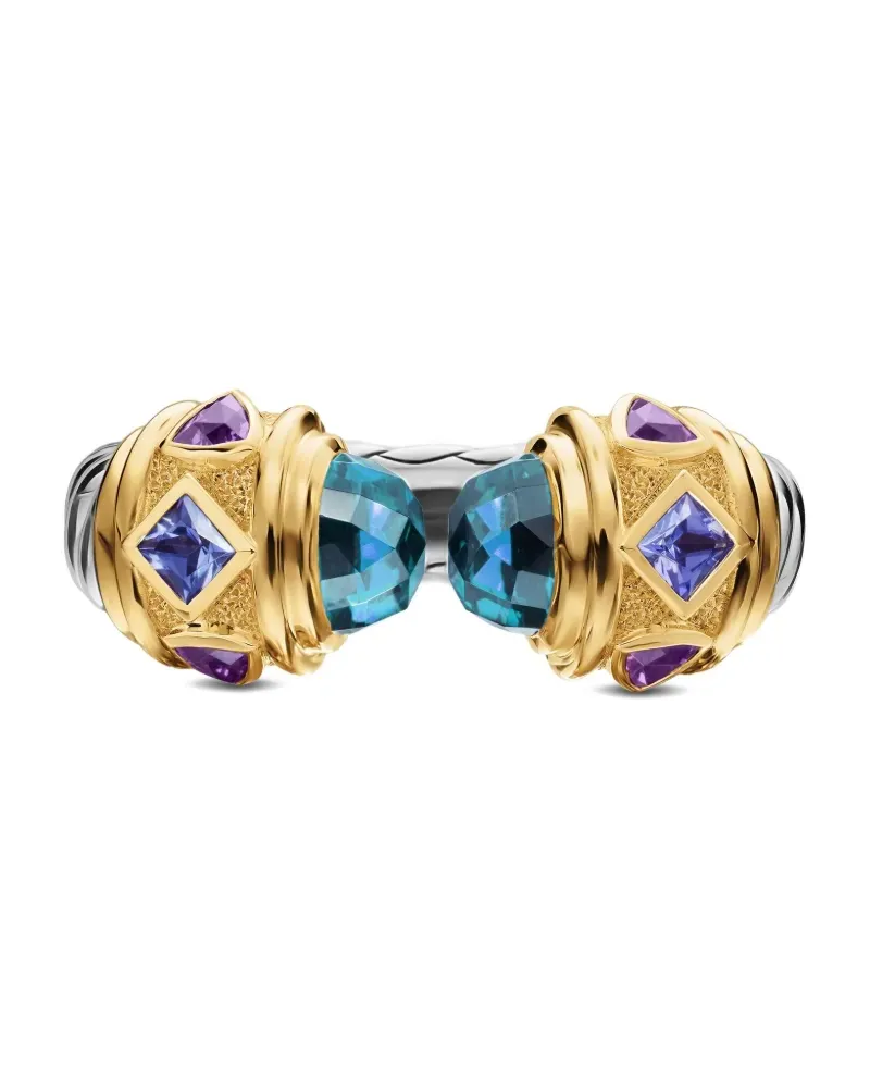 David Yurman 14kt Renaissance Gelbgold- und Sterlingsilberring mit Schmucksteinen Silber