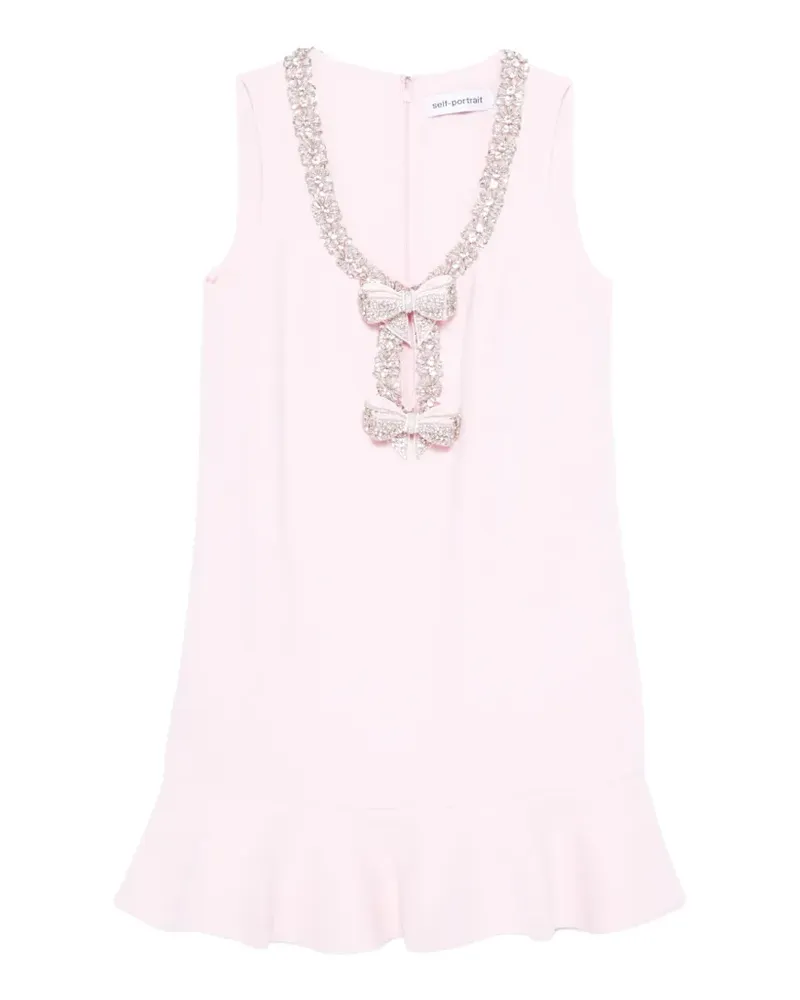 Self-Portrait ruffled bow crepe mini dress - Rosa Rosa
