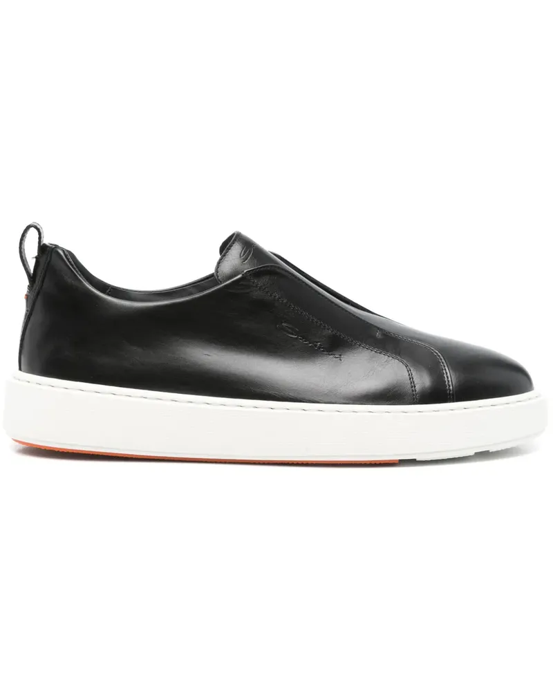 Santoni Slip-On-Sneakers aus Leder - Schwarz Schwarz