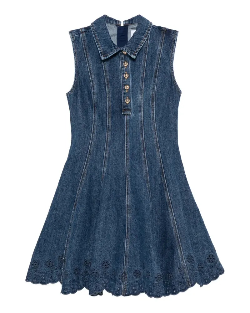 Self-Portrait Jeans-Minikleid mit Lochstickerei - Blau Blau