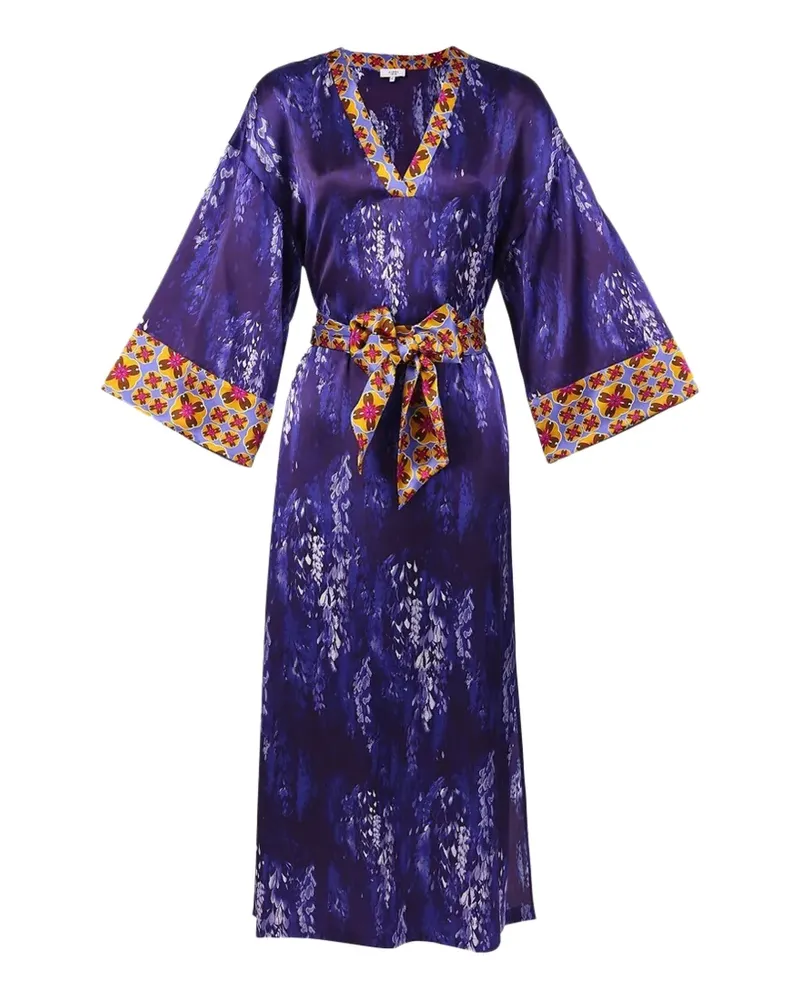 Karma of Charme floral V-neck belt coat - Violett Violett