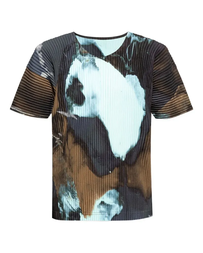 Issey Miyake T-Shirt mit abstraktem Print - Grün Grün