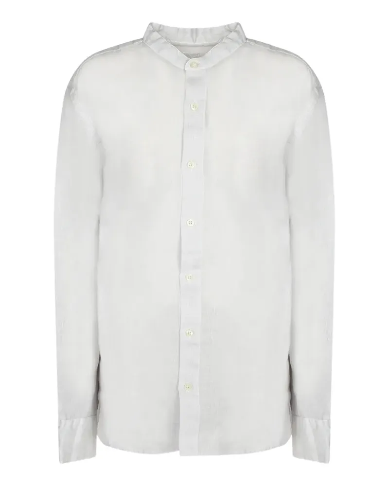 120% Lino band-collar long-sleeve shirt - Weiß Weiß