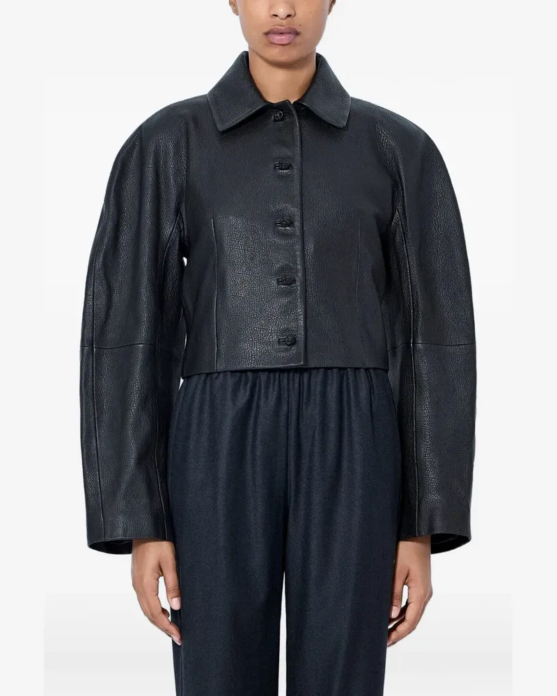 Róhe cropped leather jacket - Schwarz Schwarz
