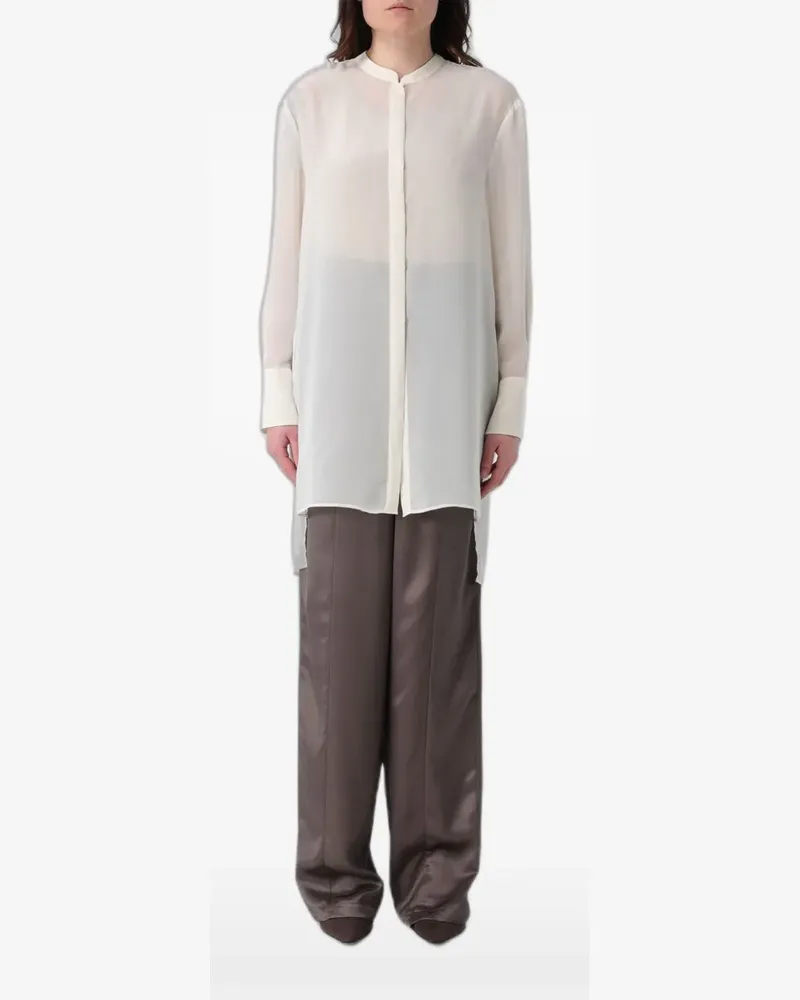 Emporio Armani georgette chiffon band-collar shirt - Weiß Weiß