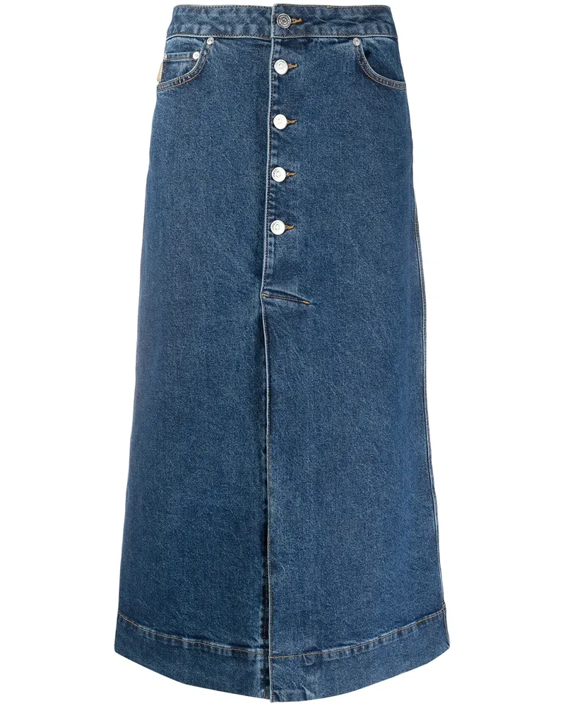 Ganni Midirock mit Stretch - Blau Blau