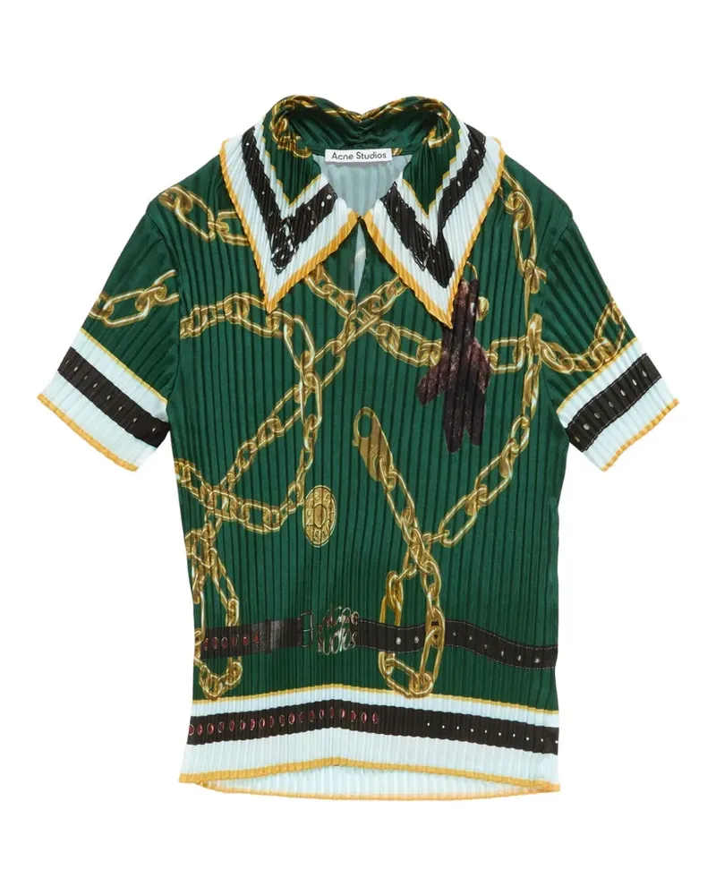 Acne Studios Poloshirt mit Ketten-Print - Grün Grün