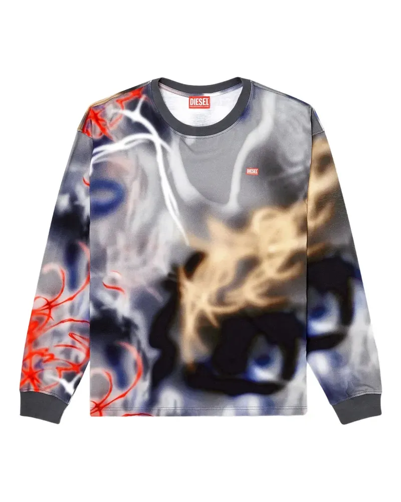 Diesel T-Boxt-Ls-V4 Langarmshirt mit Grafik - Grau Grau