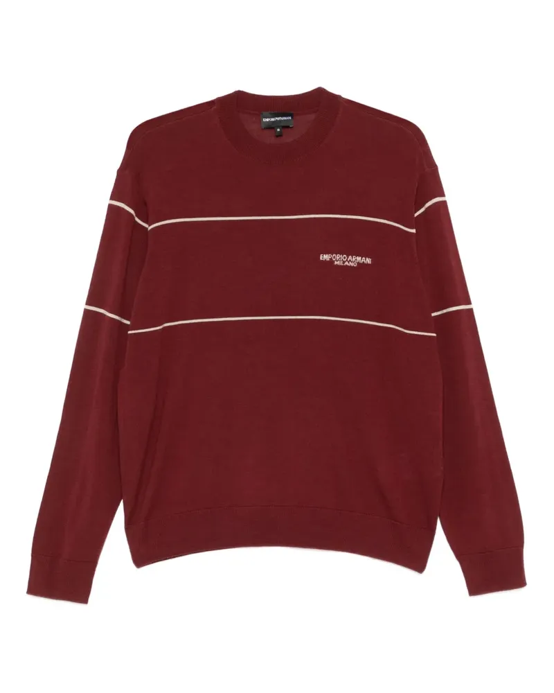 Emporio Armani Gestreifter Pullover - Rot Rot