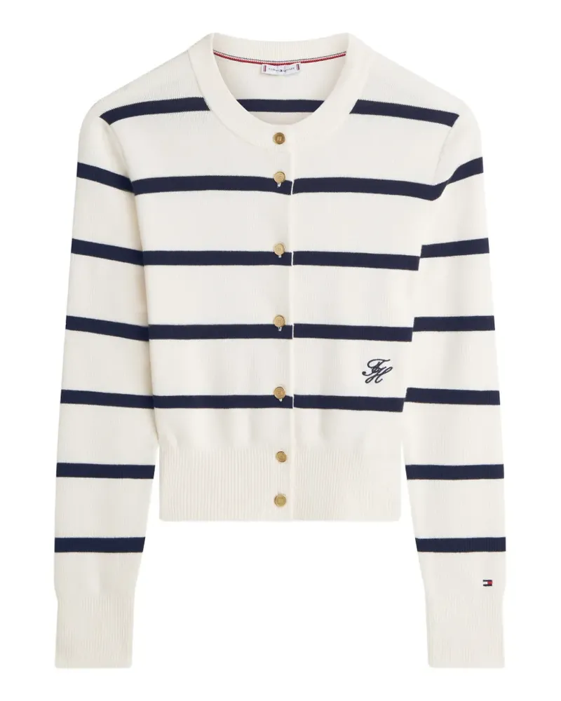 Tommy Hilfiger Premium horizontal-stripe knitted cotton cardigan - Nude Nude
