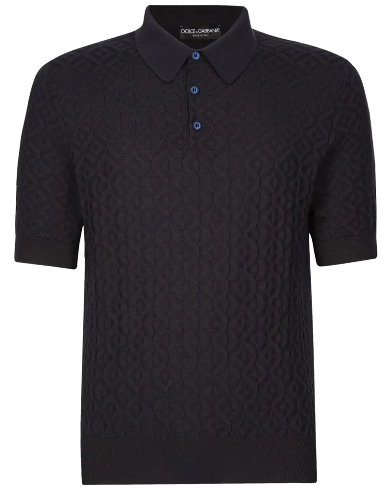 Dolce & Gabbana Strick-Poloshirt mit geometrischem Muster - Blau Blau