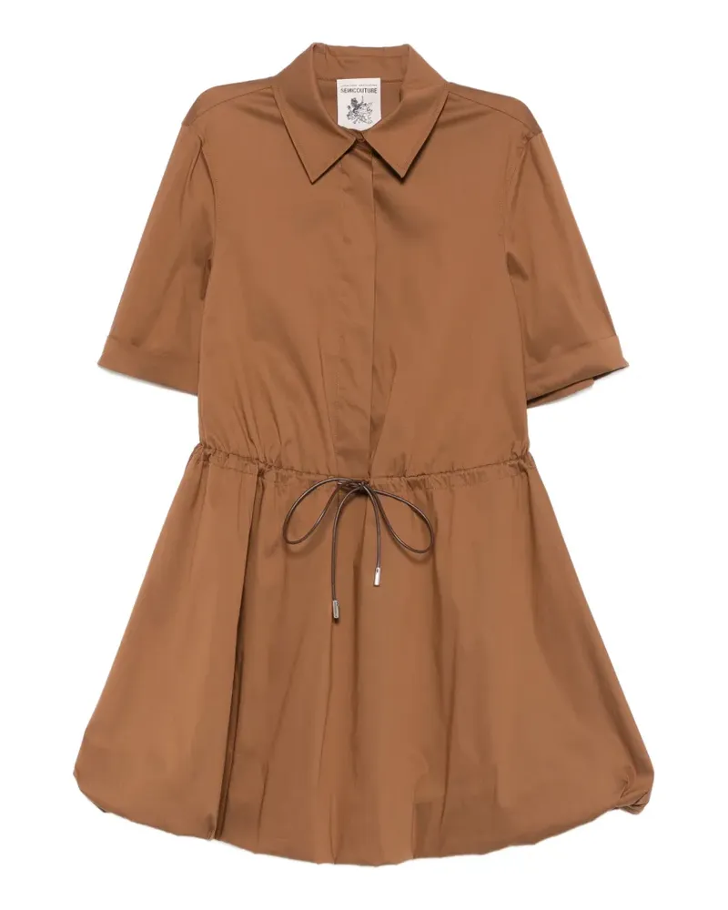 Semicouture Matilda drawstring-waist bubble-hem mini dress - Braun Braun