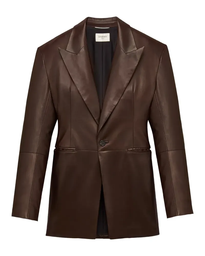 Saint Laurent peak-lapel single-breasted jacket - Braun Braun