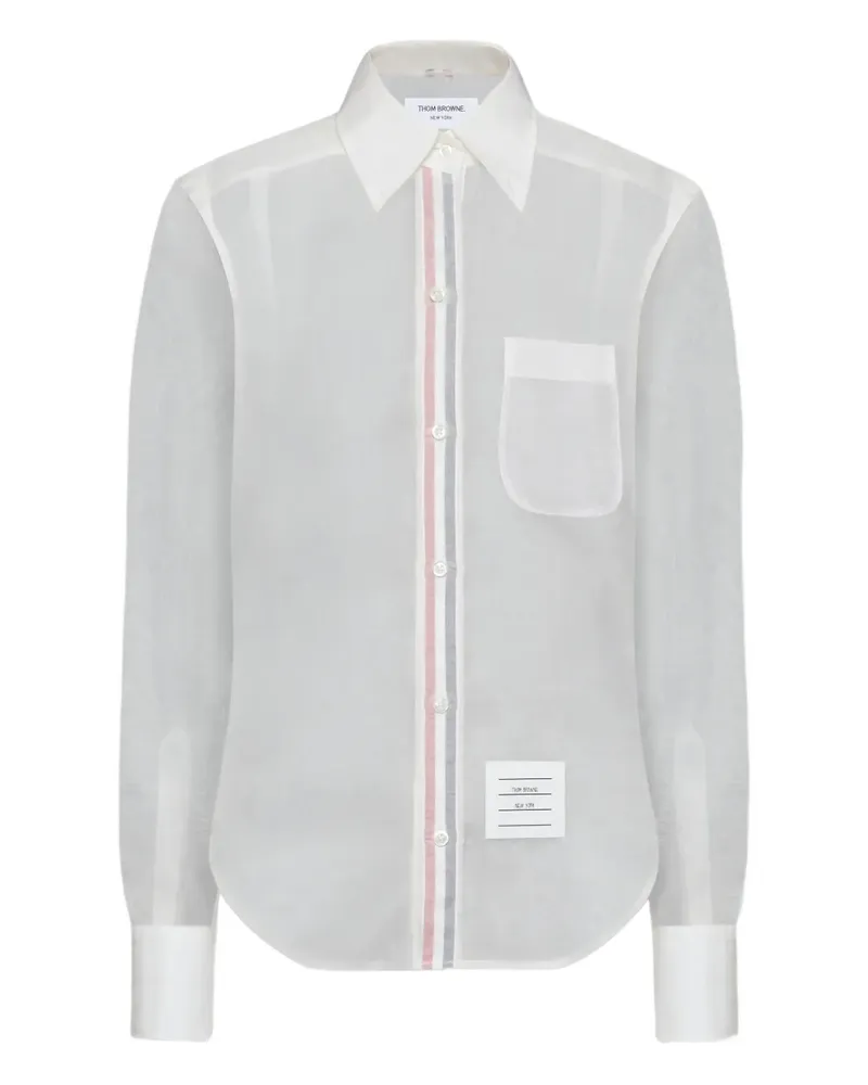 Thom Browne Seidenorganza-Hemd mit Taschenstreifen - Weiß Weiß