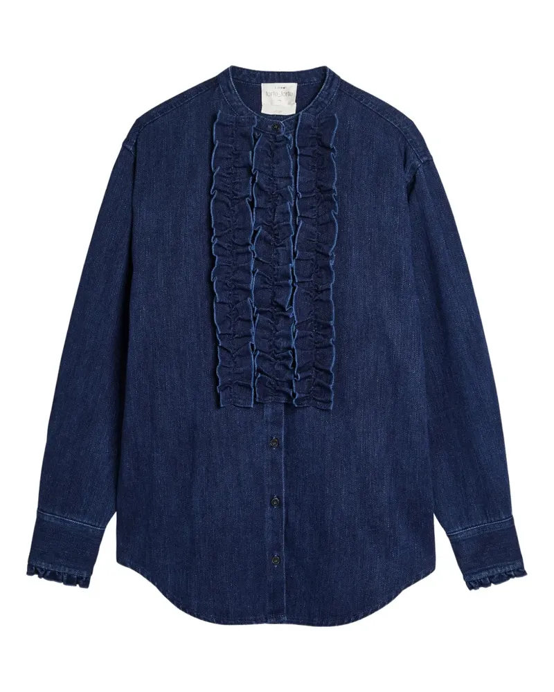 forte_forte Hemd mit Volant-Kragen - Blau Blau