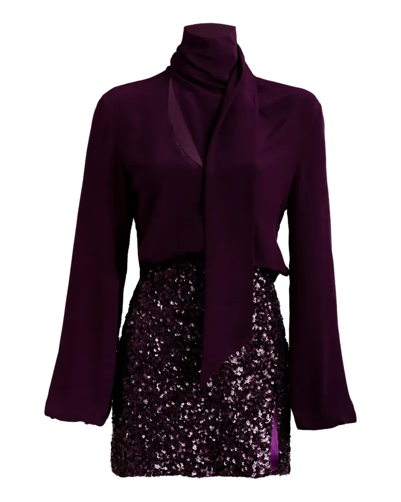Silvia Tcherassi Faye Minikleid mit Pailletten und Schleife - Violett Violett