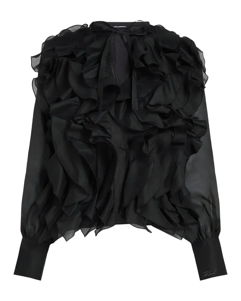 Karl Lagerfeld ruffled semi-sheer blouse - Schwarz Schwarz