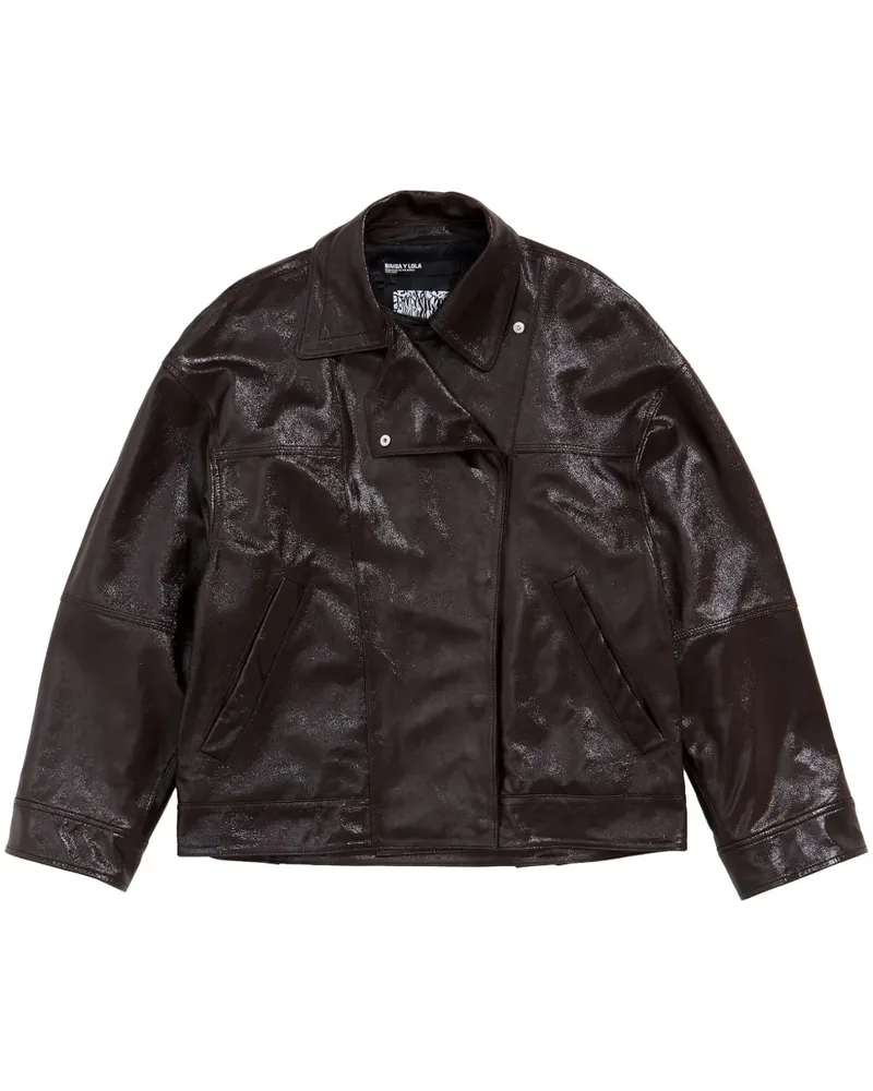 BIMBA Y LOLA Lederjacke mit Satin-Finish - Braun Braun