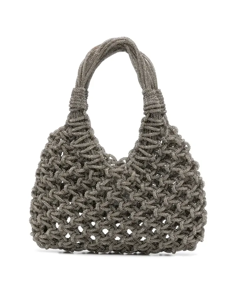 HIBOURAMA Kleine Schultertasche mit Kristallen - Grau Grau