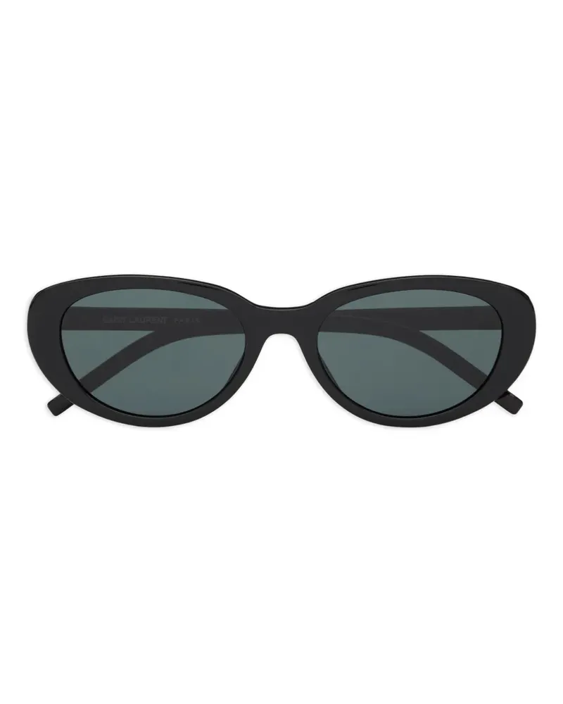 Saint Laurent Sonnenbrille mit ovalem Gestell - Schwarz Schwarz