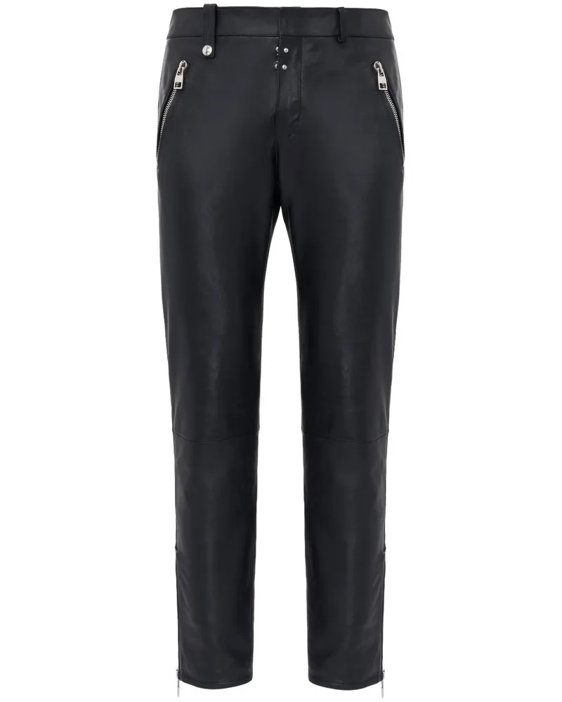 Alexander McQueen Schmale Cropped-Hose aus Leder - Schwarz Schwarz