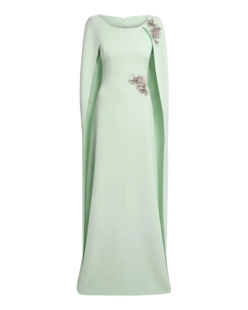 Safiyaa Yuna crystal-embellished cape-sleeve maxi dress - Grün Grün