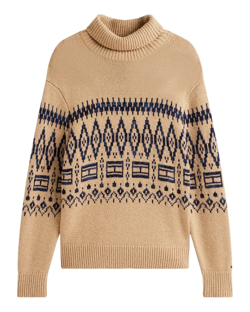 Tommy Hilfiger Gemusterter Rollkragenpullover - Nude Nude