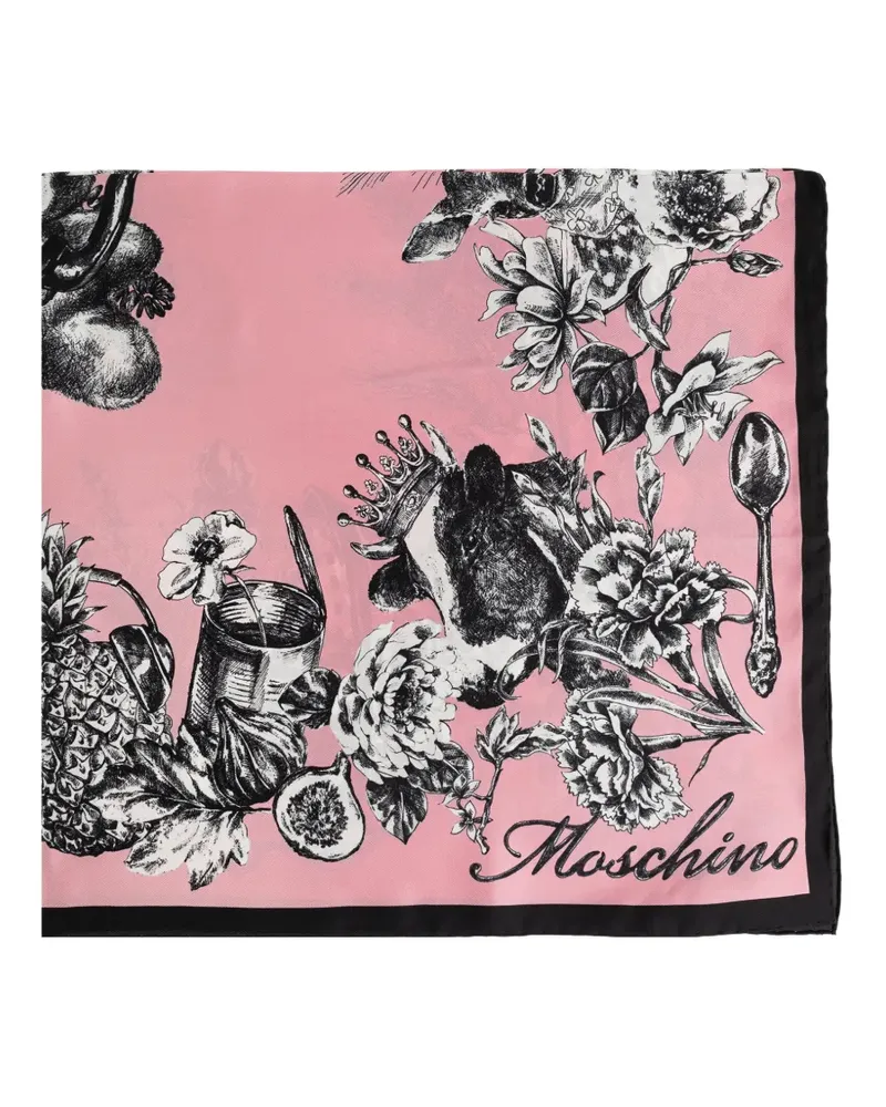 Moschino Seidenschal mit Blumen-Print - Rosa Rosa