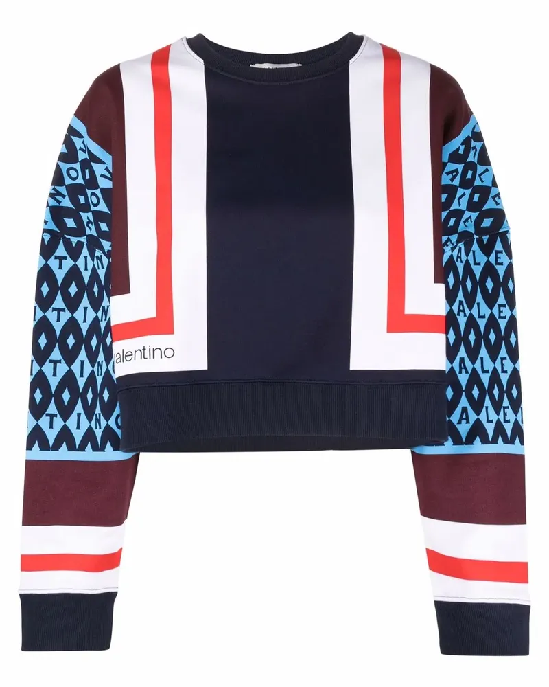 Valentino Garavani Cropped-Sweatshirt mit Print - Blau Blau