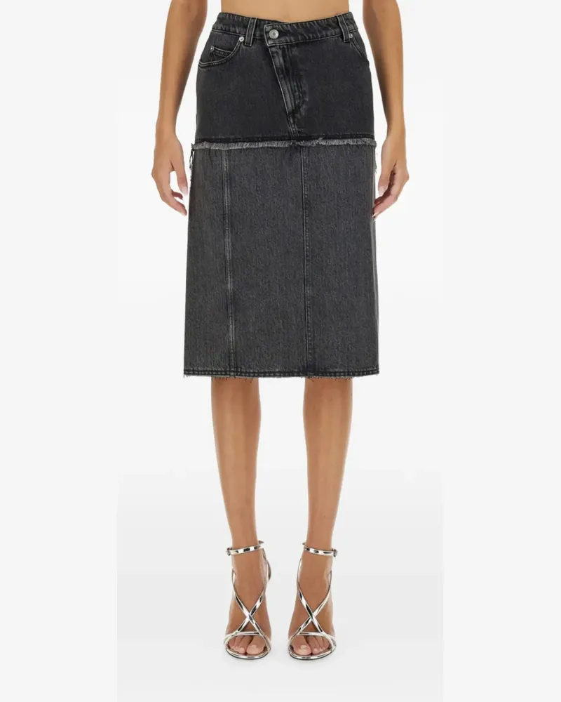Alexander McQueen two-tone denim midi skirt - Schwarz Schwarz