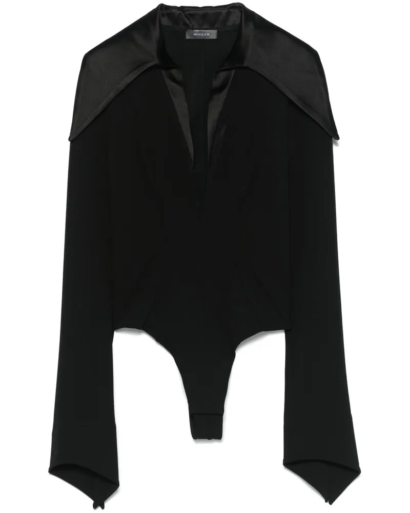 Thierry Mugler Body mit Stehkragen - Schwarz Schwarz