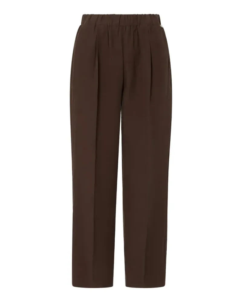 Liu Jo elasticated-waistband pressed-crease trousers - Braun Braun