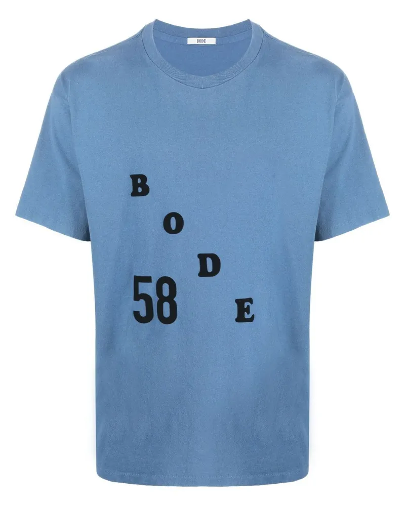 BODE T-Shirt mit beflocktem Logo - Blau Blau
