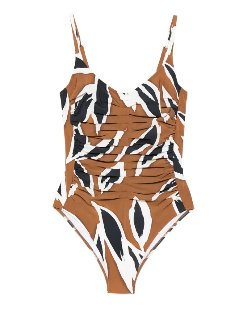 Maryan Mehlhorn Nomade leaf-print swimsuit - Braun Braun