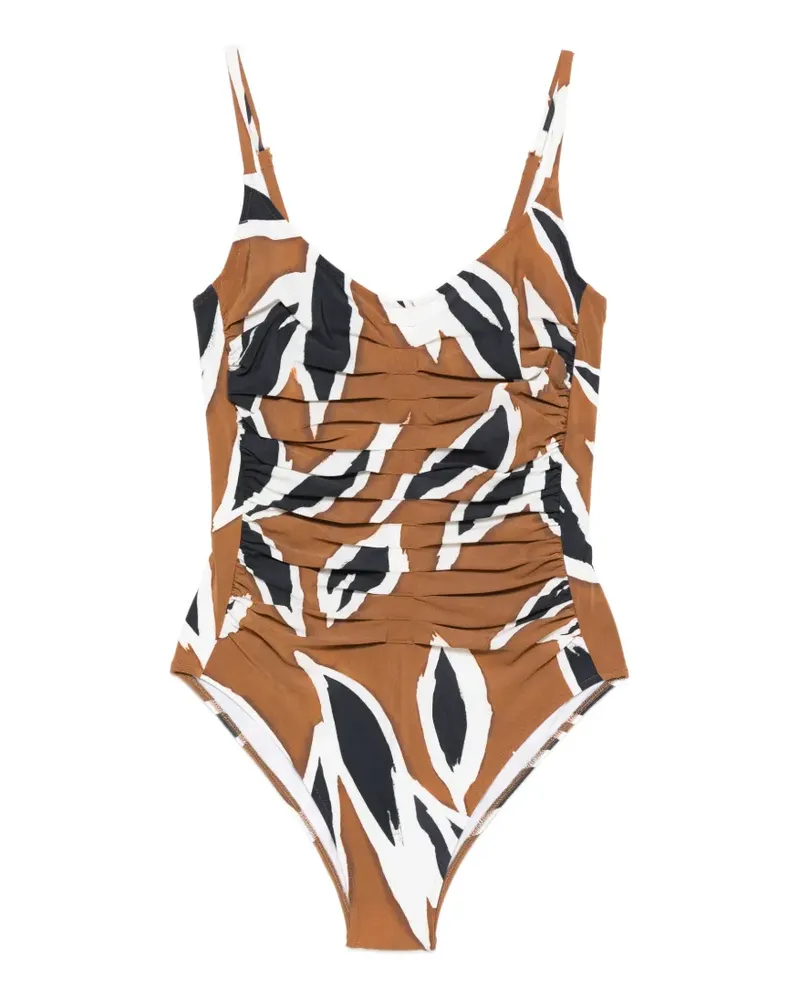 Maryan Mehlhorn Nomade leaf-print swimsuit - Braun Braun