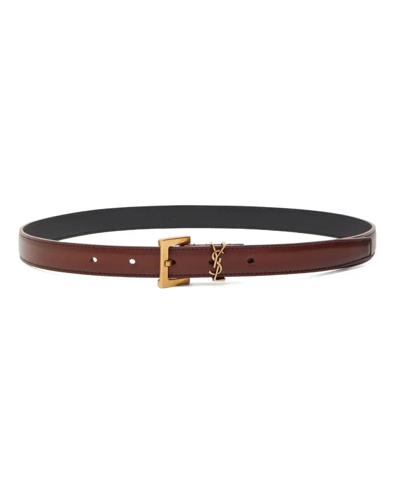 Saint Laurent Cassandre leather belt - Braun Braun