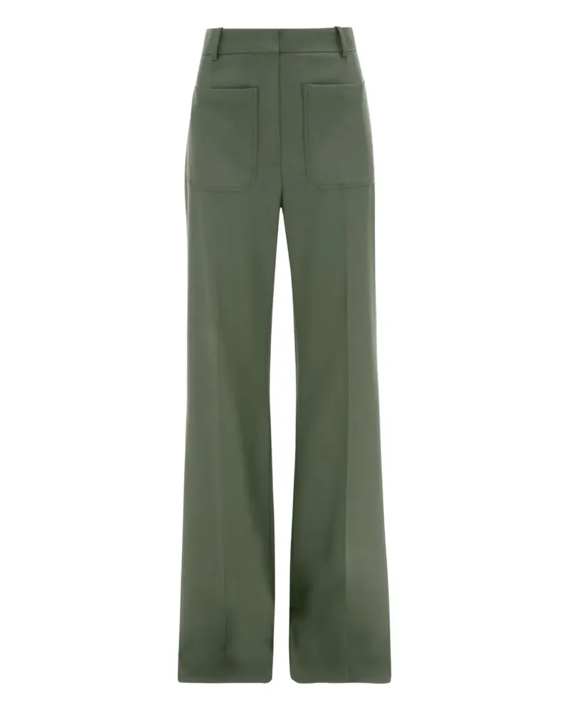 Victoria Beckham pocket-detail wide-leg trousers - Grün Grün