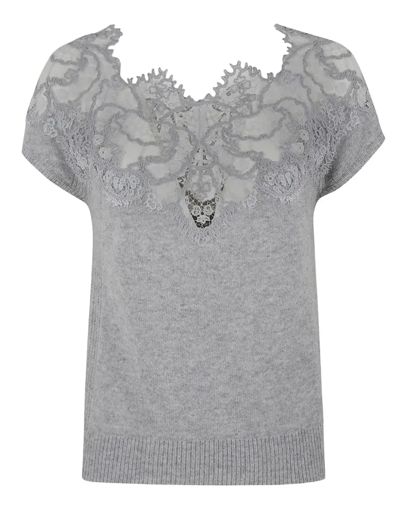 Ermanno Scervino Strickoberteil mit Spitze - Grau Grau
