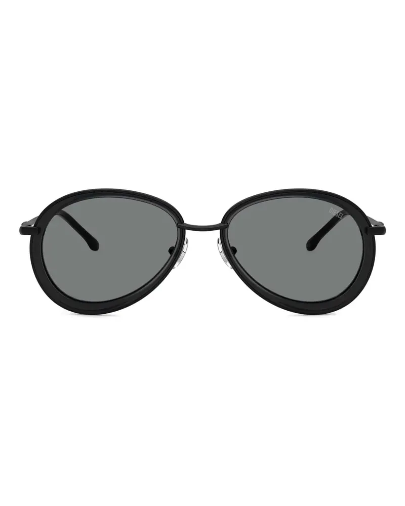 Diesel Sonnenbrille mit ovalem Gestell - Schwarz Schwarz