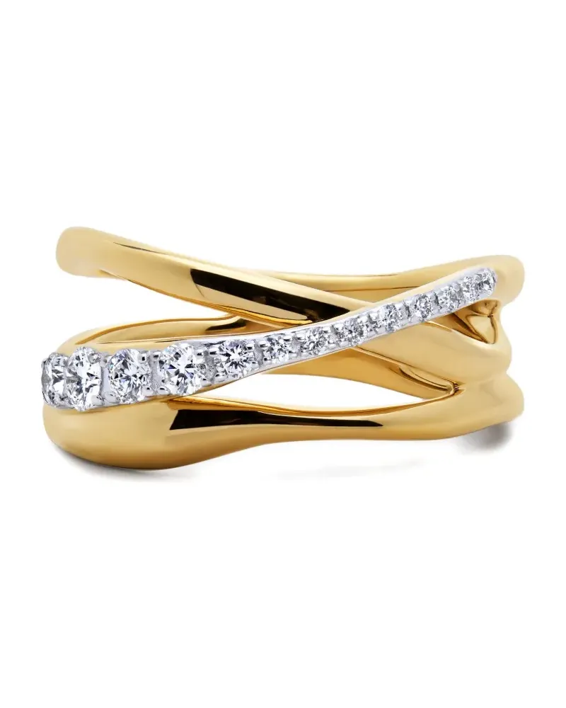 Monica Vinader Ring mit überkreuzten Pavé-Diamanten - Gold Gold