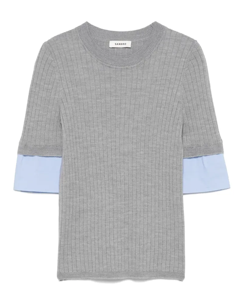 Sandro T-Shirt im Layering-Look - Grau Grau