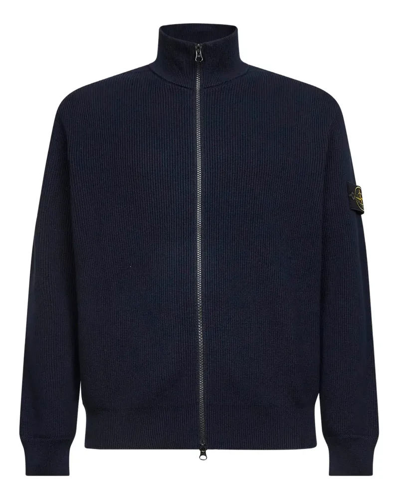 Stone Island Gerippter Cardigan mit Stehkragen - Blau Blau