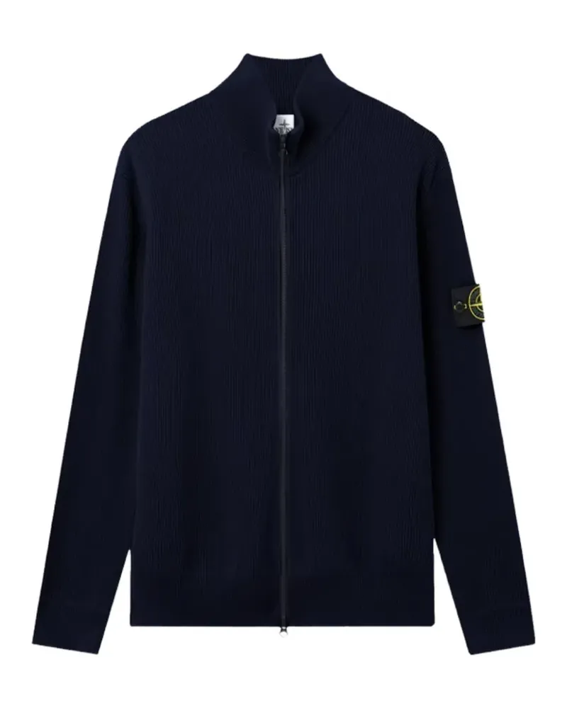 Stone Island Gerippter Cardigan mit Stehkragen - Blau Blau