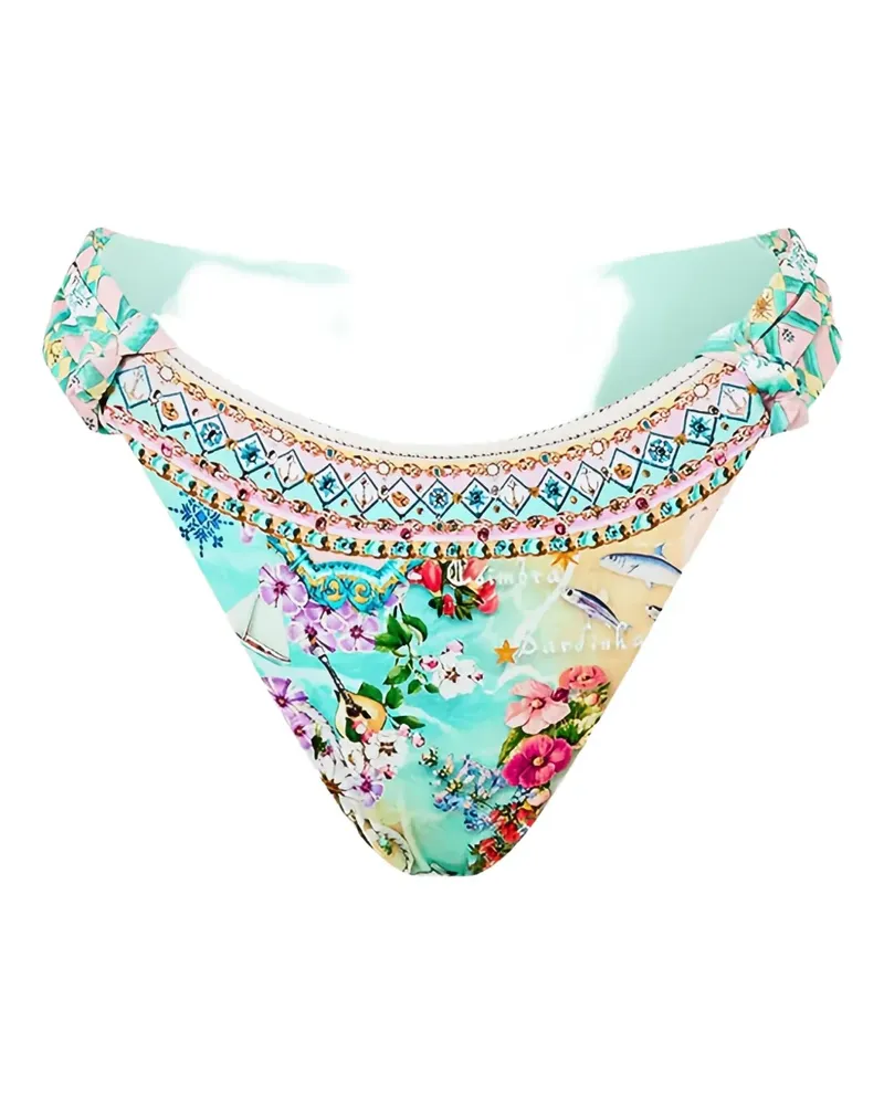 Camilla beach-pattern bikini bottoms - Blau Blau
